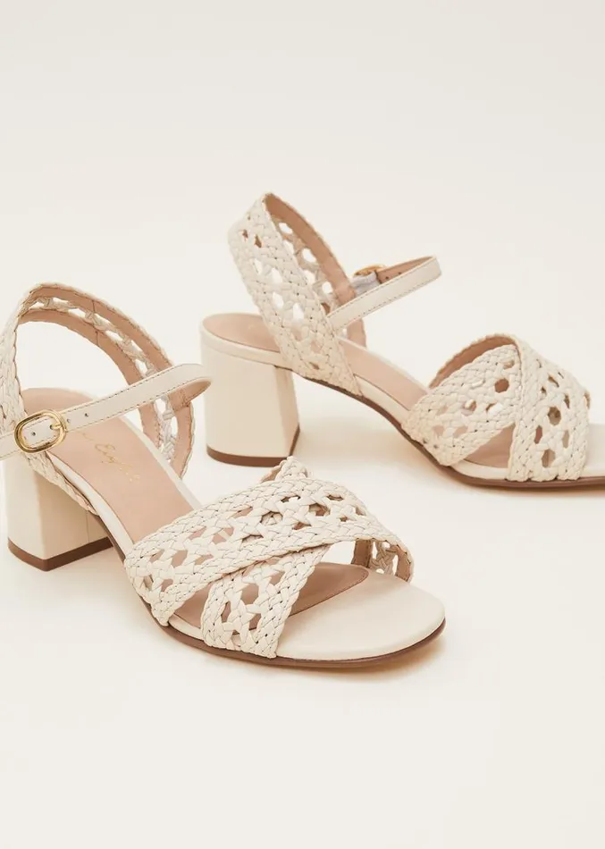 Weave Heeled Sandal Cream Women Phase Eight Heels