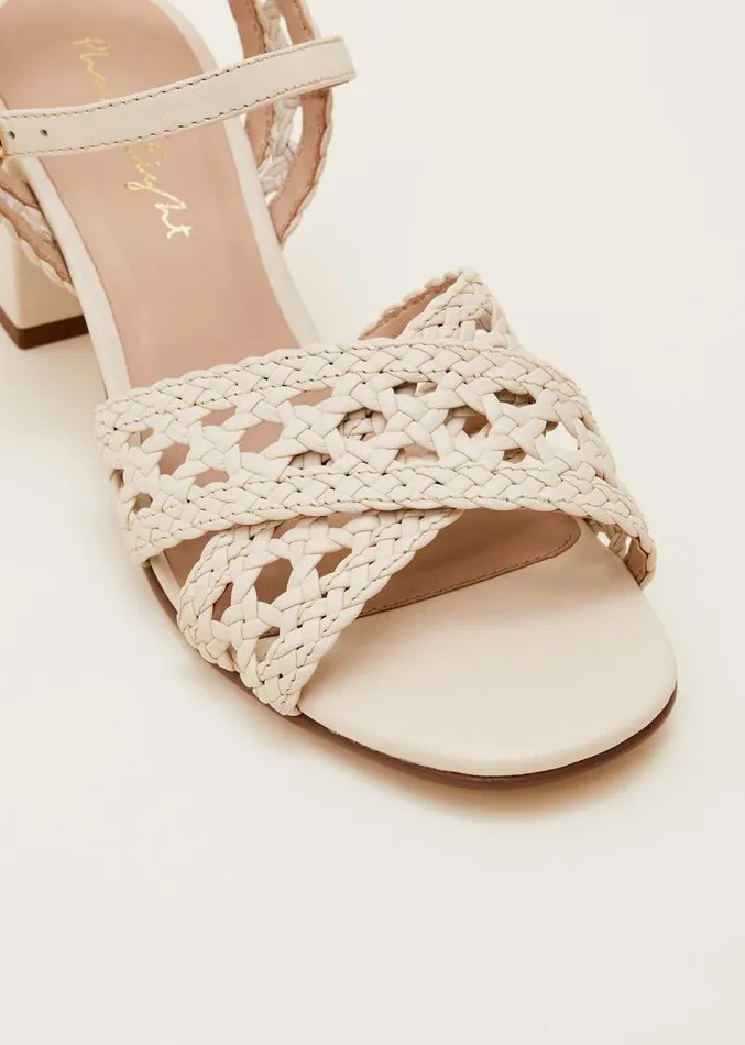 Weave Heeled Sandal Cream Women Phase Eight Heels