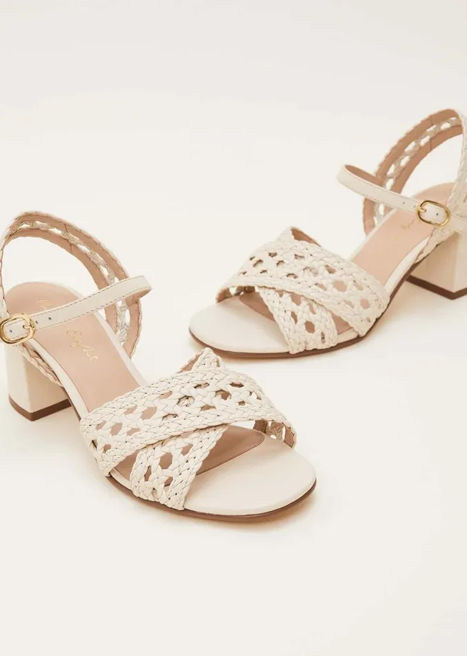 Weave Heeled Sandal Cream Women Phase Eight Heels