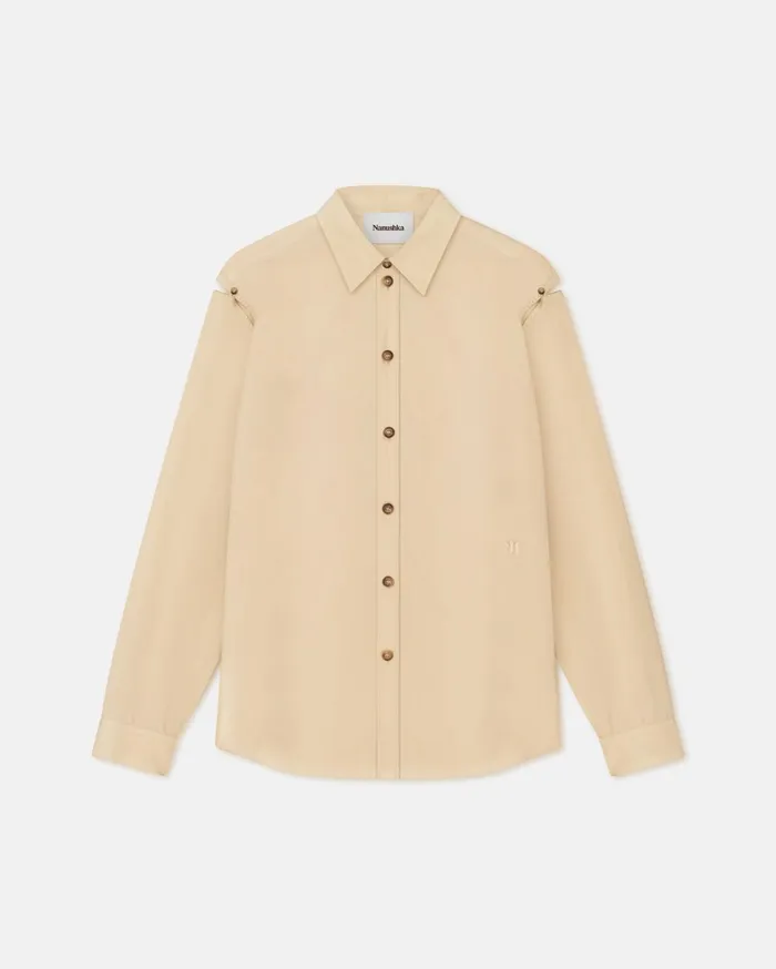 Weeko Poplin Shirt Beige Women Nanushka Shirts and Blouses