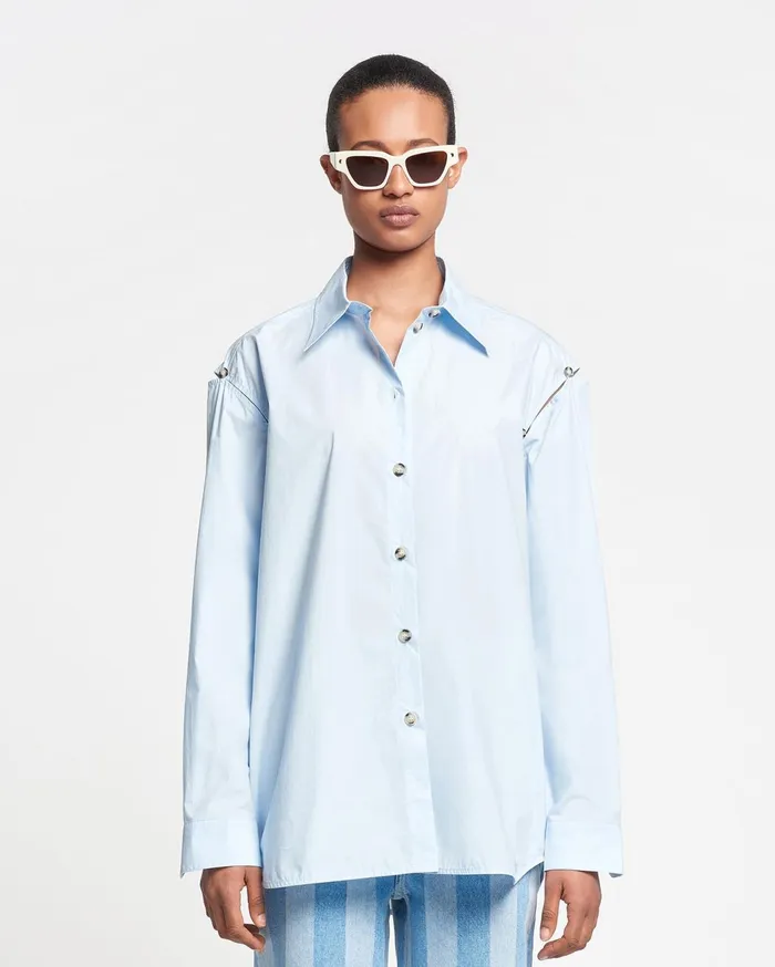 Weeko Poplin Shirt Sky Blue Women Nanushka Tops