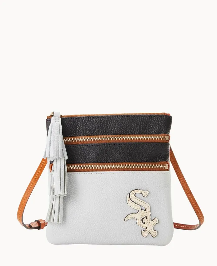 Woman MLB White Sox Triple Zip Crossbody White Sox Dooney and Bourke Crossbodies