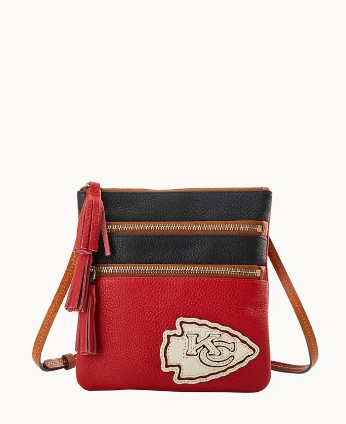 Woman NFL Chiefs Triple Zip Crossbody Chiefs Dooney and Bourke Crossbodies