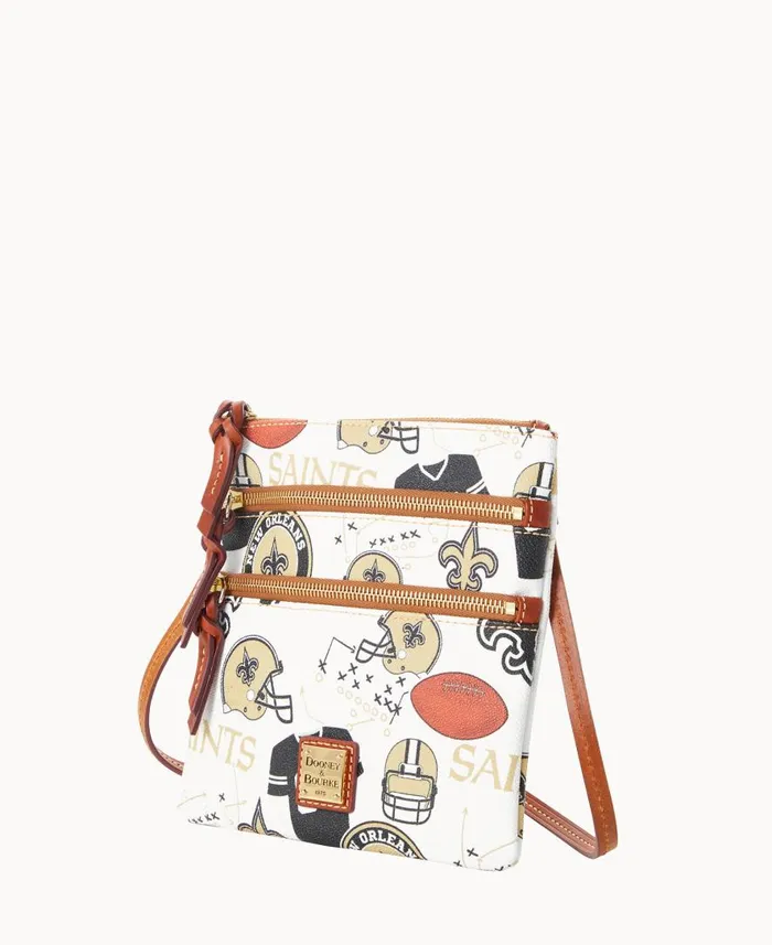 Woman NFL Saints N S Triple Zip Crossbody Saints Dooney and Bourke Crossbodies Woman NFL Saints N S Triple Zip Crossbody Saints Dooney and Bourke Crossbodies