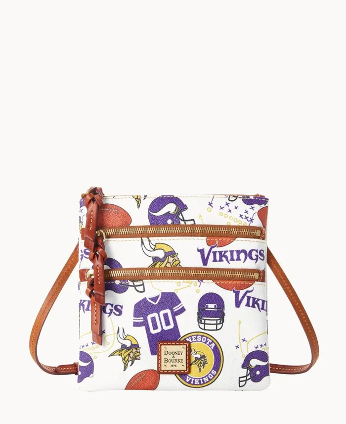 Woman NFL Vikings N S Triple Zip Crossbody Vikings Dooney and Bourke Crossbodies