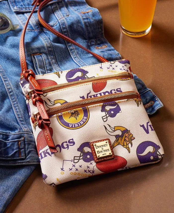 Woman NFL Vikings N S Triple Zip Crossbody Vikings Dooney and Bourke Crossbodies Woman NFL Vikings N S Triple Zip Crossbody Vikings Dooney and Bourke Crossbodies