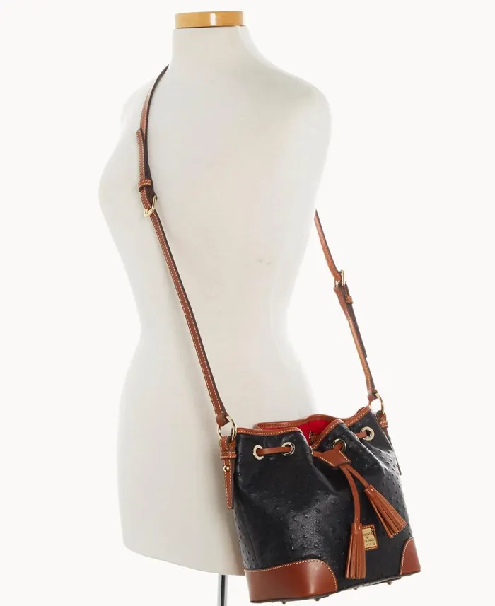 Woman Ostrich Crossbody Drawstring Black Dooney and Bourke Crossbodies Woman Ostrich Crossbody Drawstring Black Dooney and Bourke Crossbodies