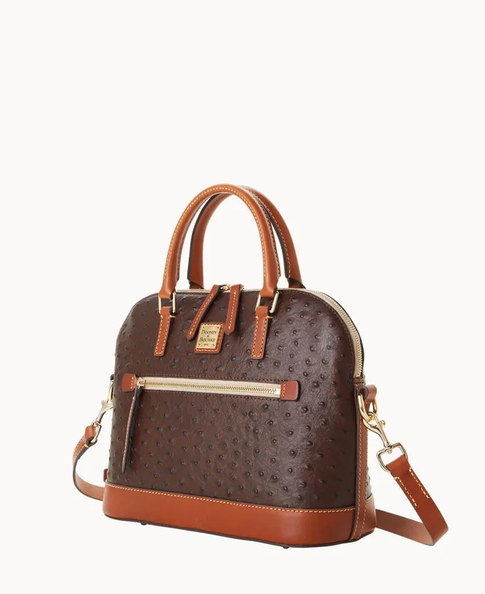 Woman Ostrich Domed Zip Satchel Brown Tmoro Dooney and Bourke Satchels Woman Ostrich Domed Zip Satchel Brown Tmoro Dooney and Bourke Satchels