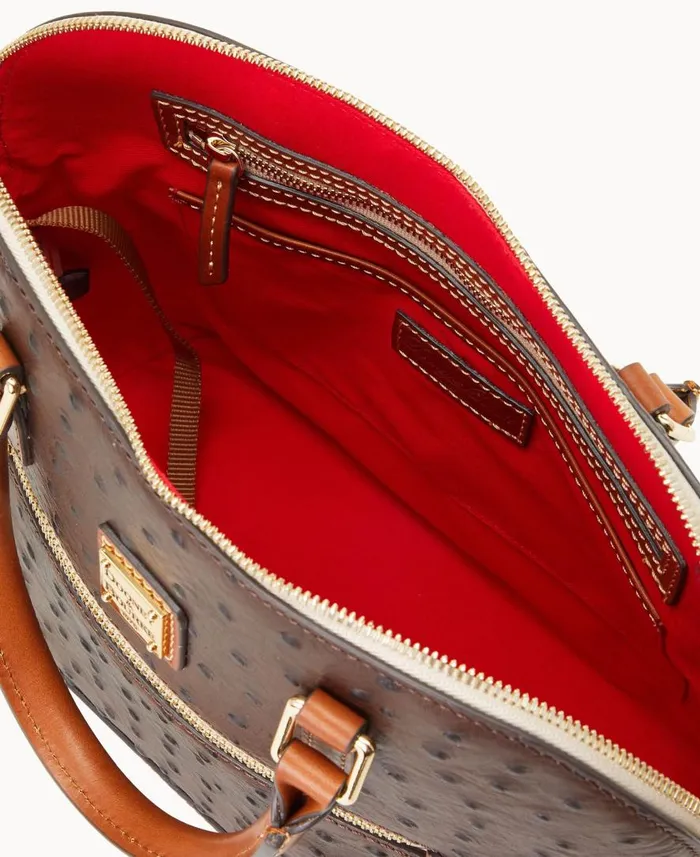Woman Ostrich Domed Zip Satchel Brown Tmoro Dooney and Bourke Satchels Woman Ostrich Domed Zip Satchel Brown Tmoro Dooney and Bourke Satchels