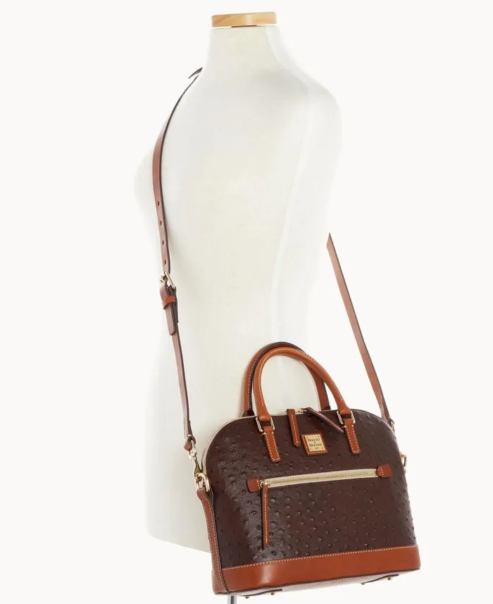 Woman Ostrich Domed Zip Satchel Brown Tmoro Dooney and Bourke Satchels Woman Ostrich Domed Zip Satchel Brown Tmoro Dooney and Bourke Satchels
