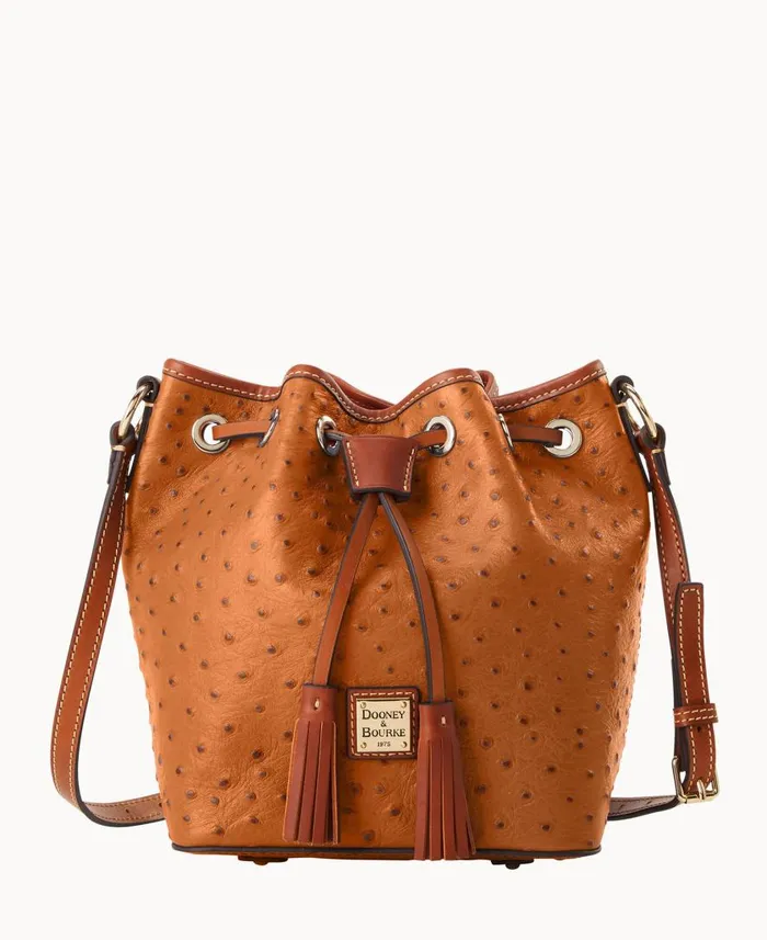 Woman Ostrich Kendall Crossbody Caramel Dooney and Bourke Crossbodies