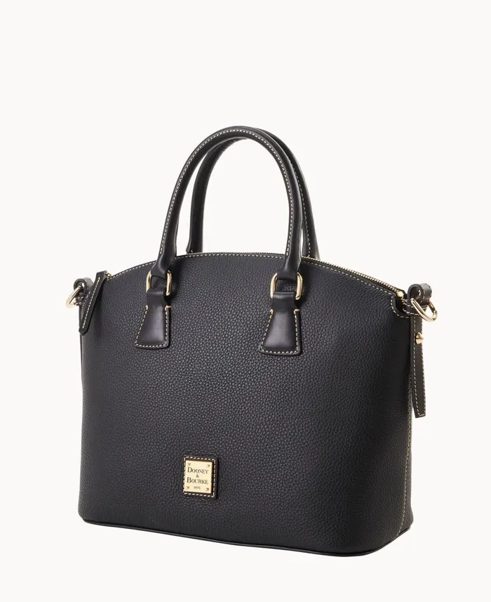 Woman Pebble Grain Domed Satchel Black Black Dooney and Bourke Satchels Woman Pebble Grain Domed Satchel Black Black Dooney and Bourke Satchels
