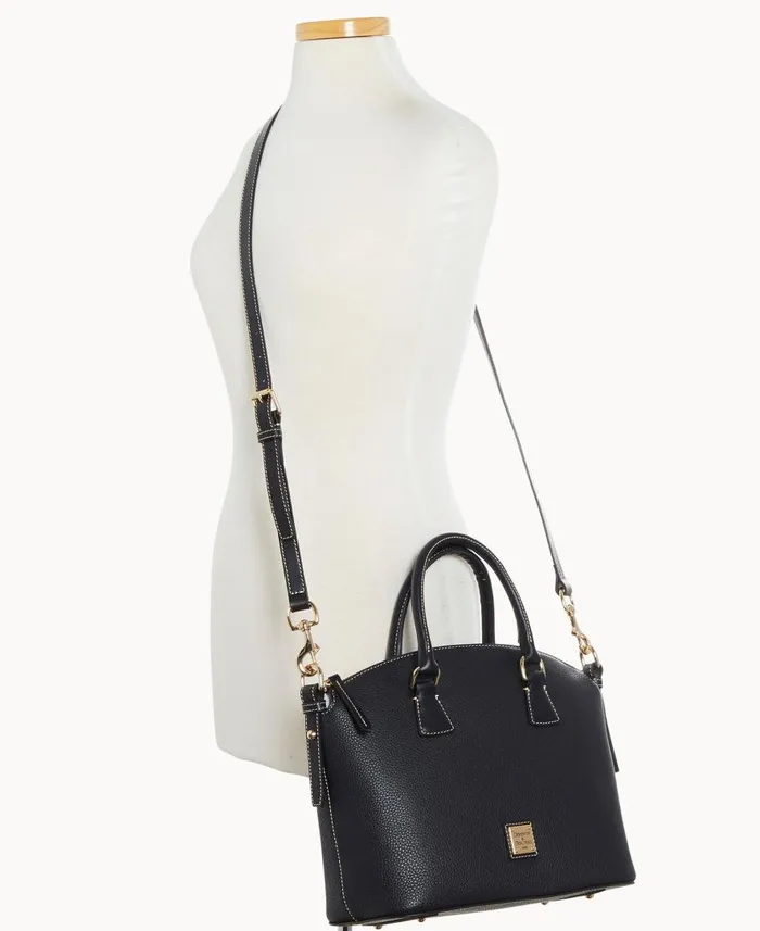 Woman Pebble Grain Domed Satchel Black Black Dooney and Bourke Satchels Woman Pebble Grain Domed Satchel Black Black Dooney and Bourke Satchels