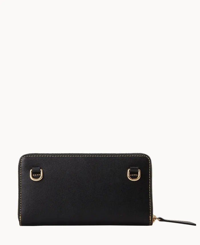 Woman Saffiano Large Zip Around Wristlet Crossbody Black Dooney and Bourke Crossbodies Woman Saffiano Large Zip Around Wristlet Crossbody Black Dooney and Bourke Crossbodies