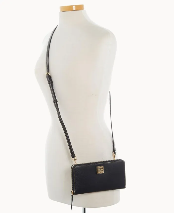 Woman Saffiano Large Zip Around Wristlet Crossbody Black Dooney and Bourke Crossbodies Woman Saffiano Large Zip Around Wristlet Crossbody Black Dooney and Bourke Crossbodies