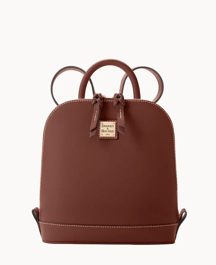 Woman Saffiano Small Zip Pod Backpack Amber Dooney and Bourke Backpacks