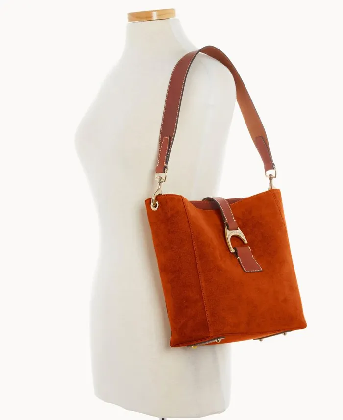 Woman Suede Brynn Amber Dooney and Bourke Shoulder Bags Woman Suede Brynn Amber Dooney and Bourke Shoulder Bags