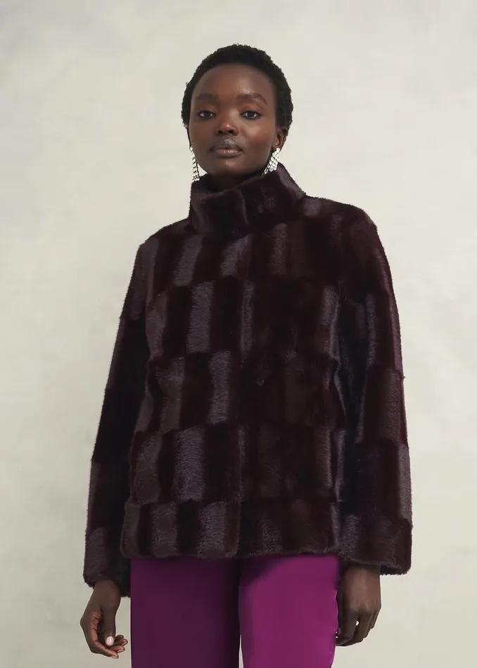Women Andrea Faux Fur Coat Wine Hobbs Coats and Jackets
