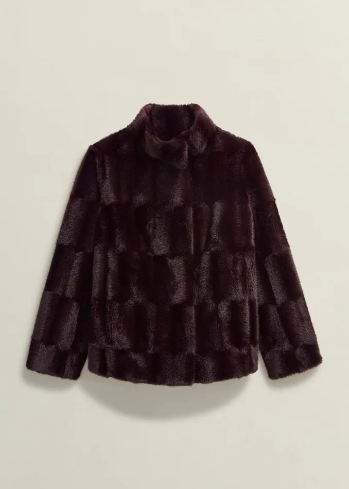Women Andrea Faux Fur Coat Wine Hobbs Coats and Jackets
