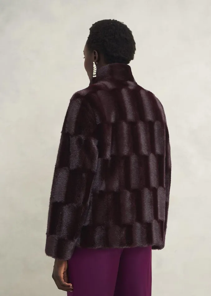 Women Andrea Faux Fur Coat Wine Hobbs Coats and Jackets