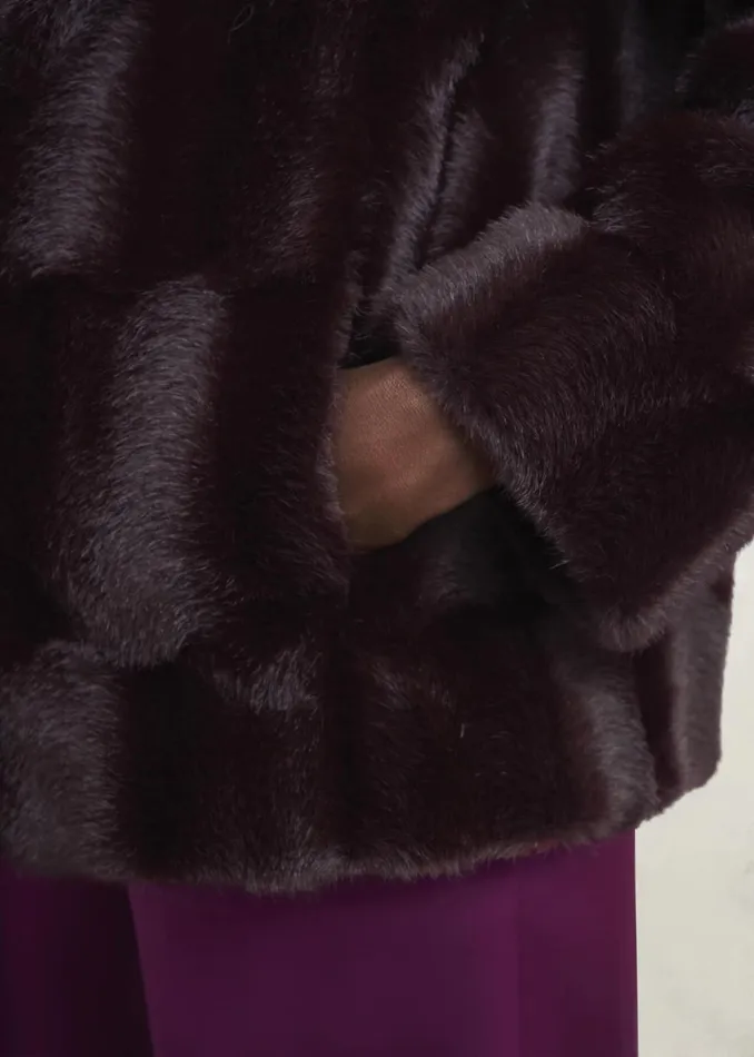 Women Andrea Faux Fur Coat Wine Hobbs Coats and Jackets