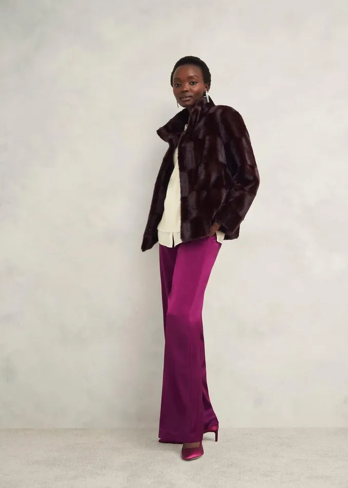 Women Andrea Faux Fur Coat Wine Hobbs Coats and Jackets