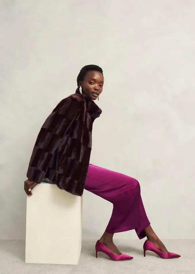 Women Andrea Faux Fur Coat Wine Hobbs Coats and Jackets