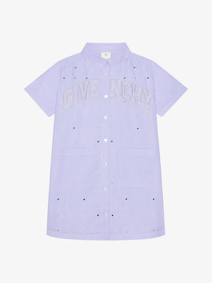 Women Baby 1 Month To 3 Years Givenchy GIVENCHY College Shirt Dress In Cotton With Stripes Whiteblue