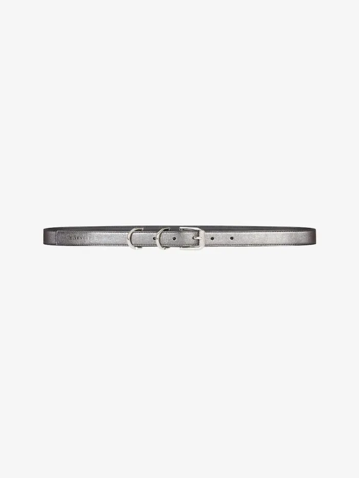 Women Belts Givenchy Voyou Belt In Laminated Leather Silvery Grey