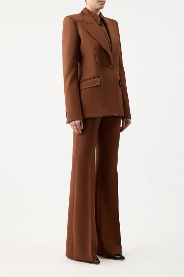 Women Blazers and Vests Gabriela Hearst Leiva Blazer In Cognac Sportswear Wool