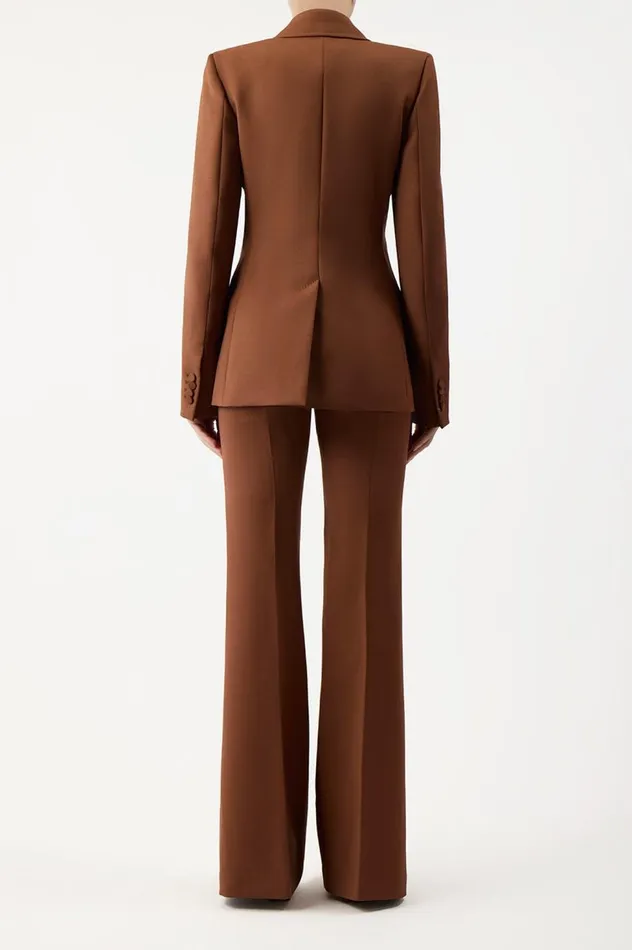 Women Blazers and Vests Gabriela Hearst Leiva Blazer In Cognac Sportswear Wool