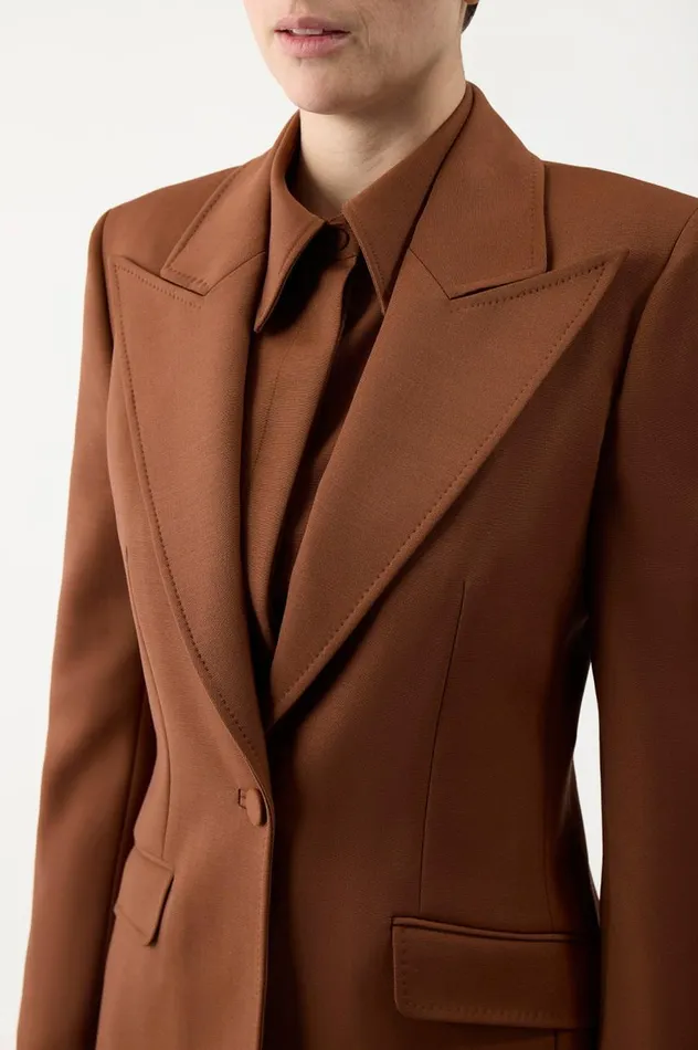 Women Blazers and Vests Gabriela Hearst Leiva Blazer In Cognac Sportswear Wool