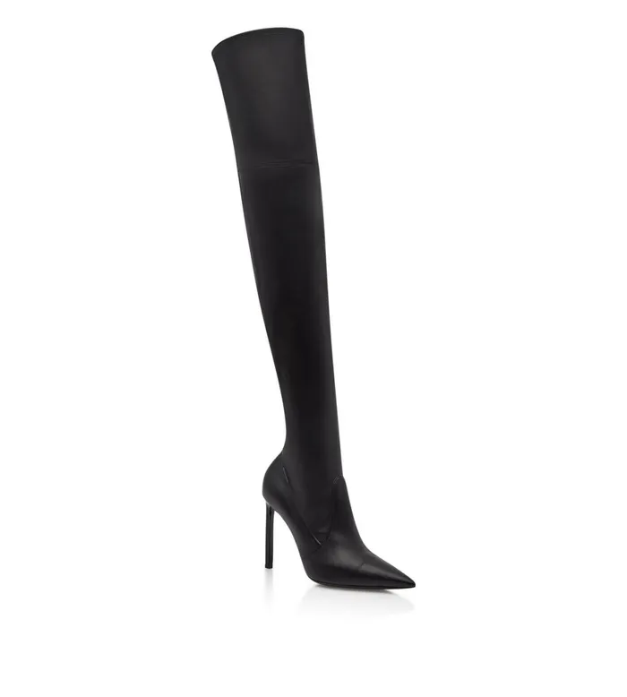 Women Boots Tom Ford Stretch Nappa Leather T Screw Over The Knee Boot Black Women Boots Tom Ford Stretch Nappa Leather T Screw Over The Knee Boot Black