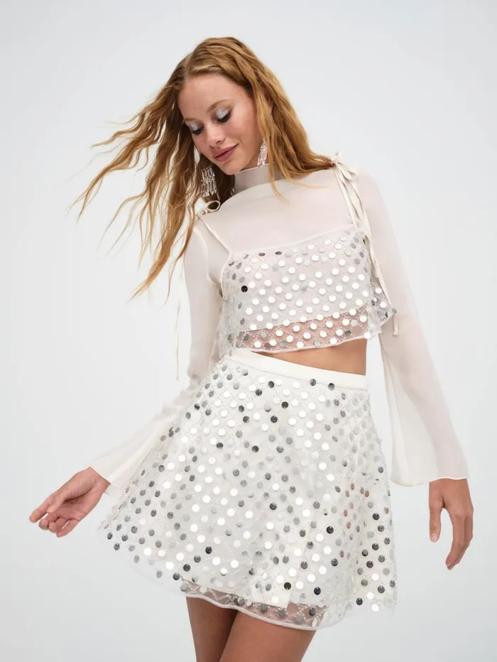 Women Bottoms For Love and Lemons Charelle Mini Skirt Silver