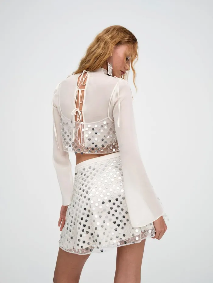 Women Bottoms For Love and Lemons Charelle Mini Skirt Silver Women Bottoms For Love and Lemons Charelle Mini Skirt Silver