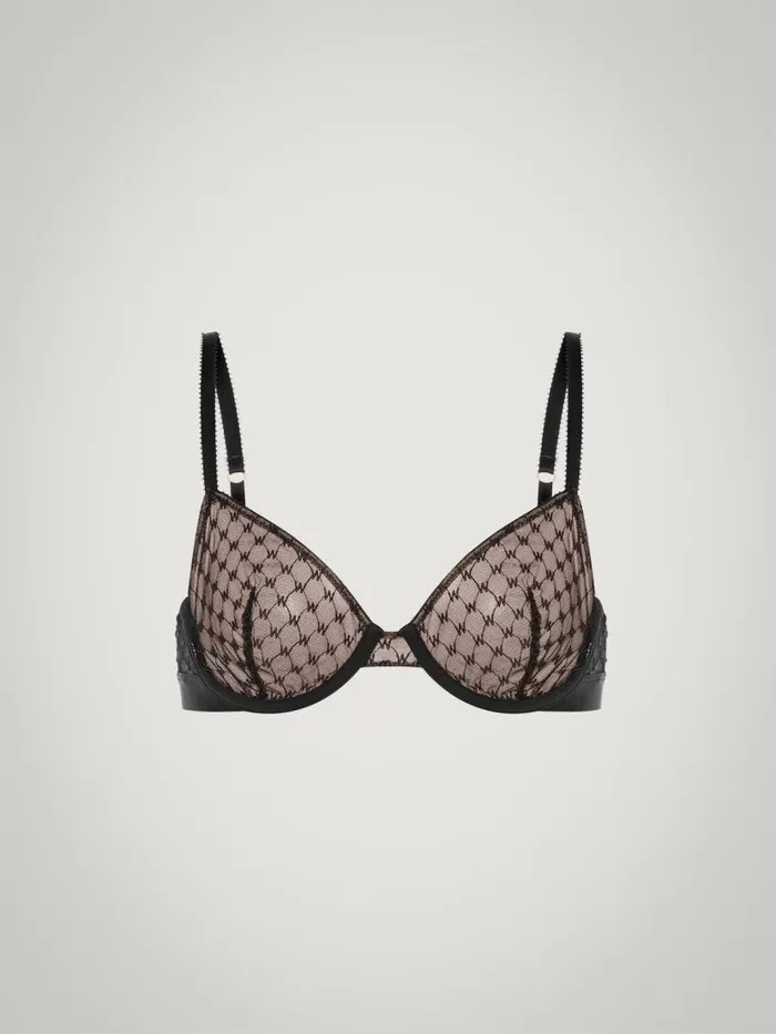 Women Bras Wolford Sheer Logo Full Cup Bra Black