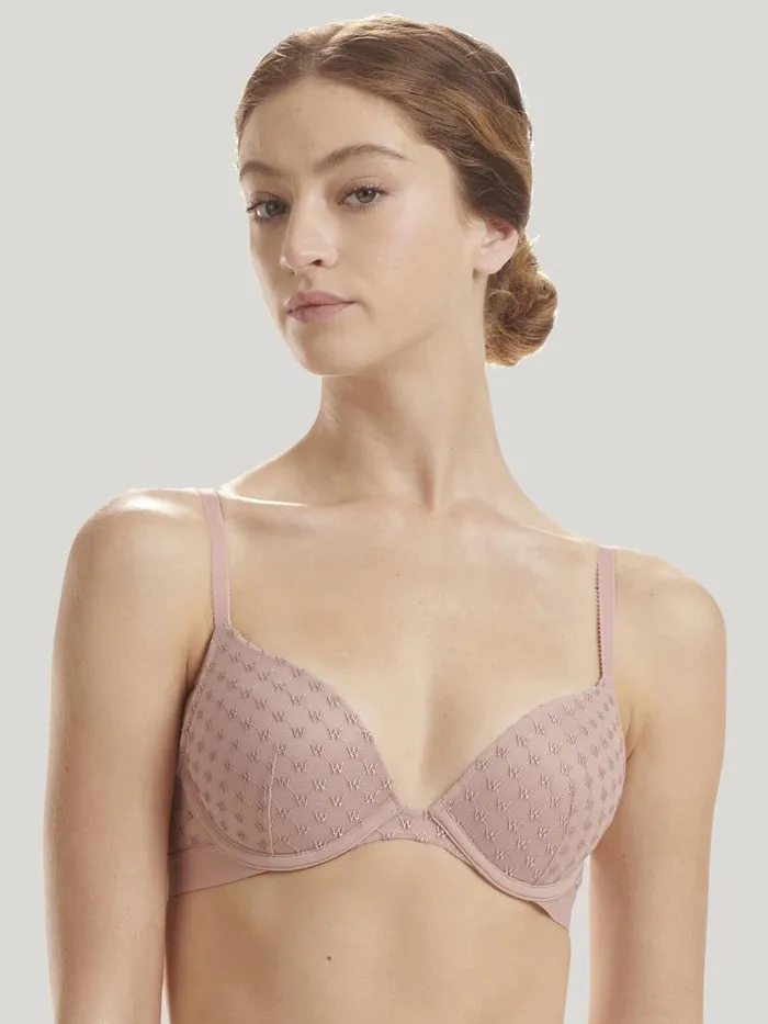 Women Bras Wolford Sheer Logo PushUp Bra Powder Pink