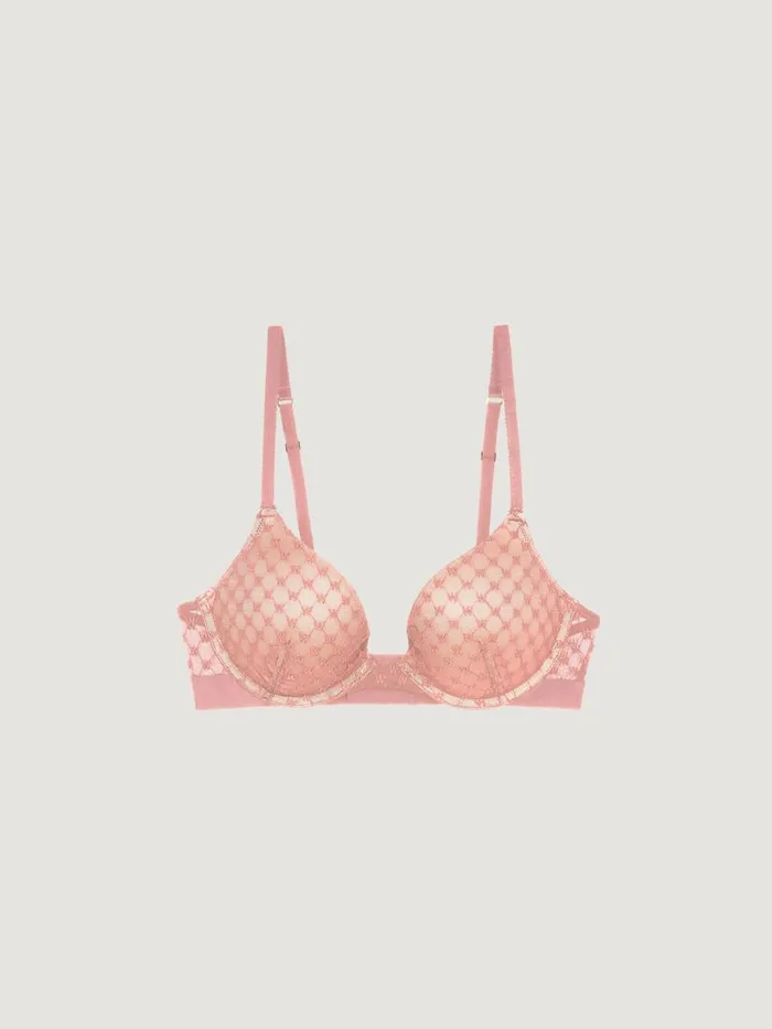 Women Bras Wolford Sheer Logo PushUp Bra Powder Pink