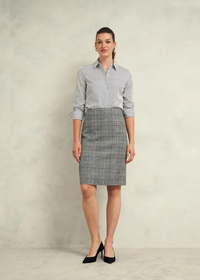 Women Brea Wool Skirt Black White Hobbs Skirts