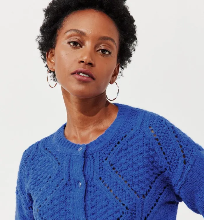 Women Cable Knit Cardigan 8211 Blue Promod Jumpers And Cardigans Women Cable Knit Cardigan 8211 Blue Promod Jumpers And Cardigans
