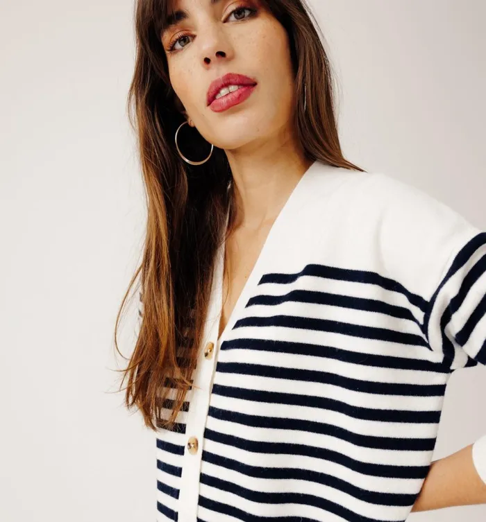 Women Cardigan 8211 Navy Blue Stripes Promod Jumpers And Cardigans Women Cardigan 8211 Navy Blue Stripes Promod Jumpers And Cardigans