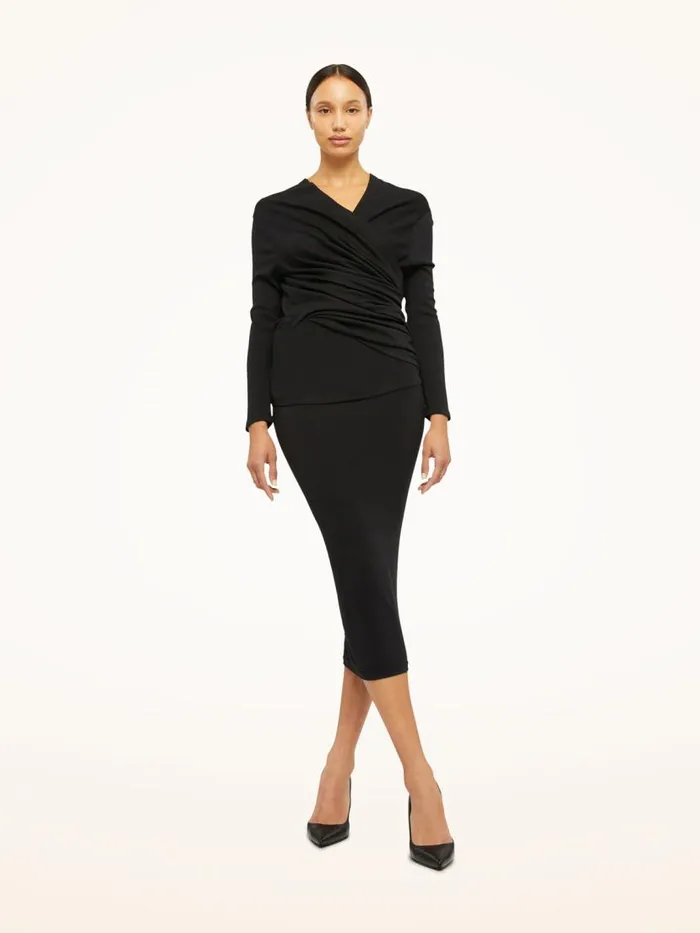 Women Cardigans and Jackets Wolford The Wrap Wool Cardigan Black