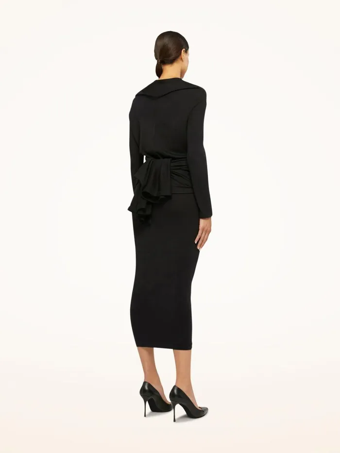 Women Cardigans and Jackets Wolford The Wrap Wool Cardigan Black