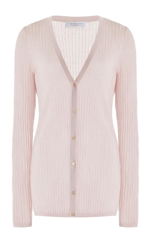 Women Cardigans Gabriela Hearst Emma Pointelle Knit Cardigan In Blush Cashmere Silk