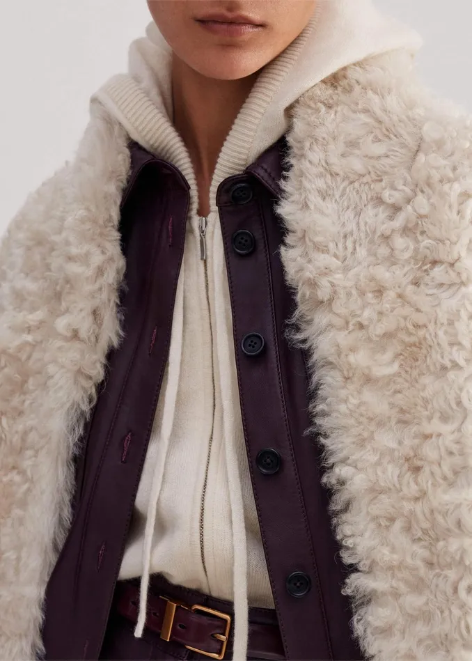 Women Cashmere Sleeveless Relaxed Zip Hoody Natural Cream MEEM