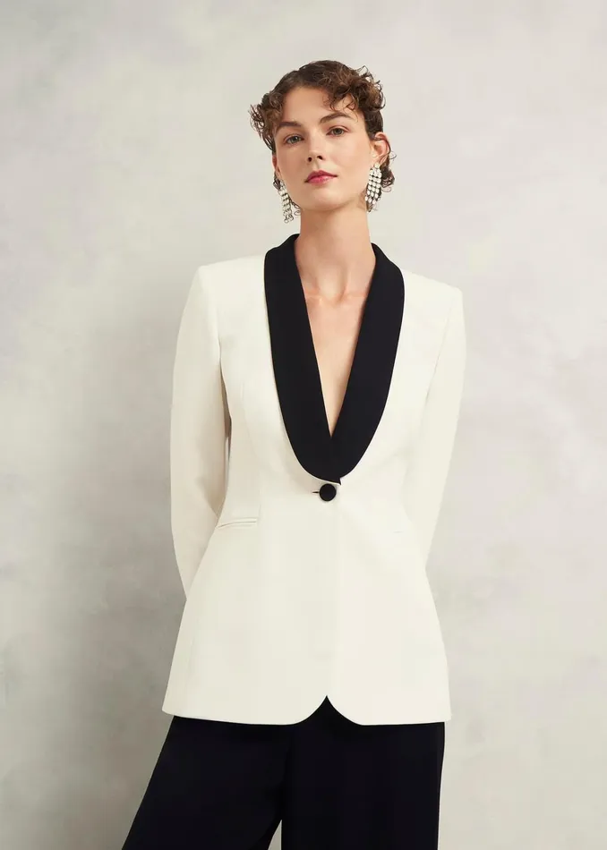 Women Charlecote Jacket Ivory Black Hobbs Coats and Jackets