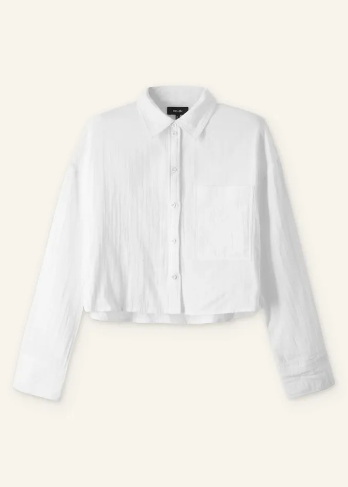 Women Cheesecloth Cropped Shirt Soft White MEEM