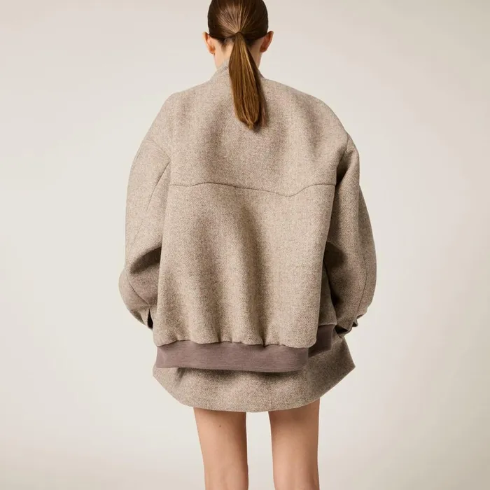 Women Coats And Jackets Miu Miu Chevron Blouson Jacket Khaki