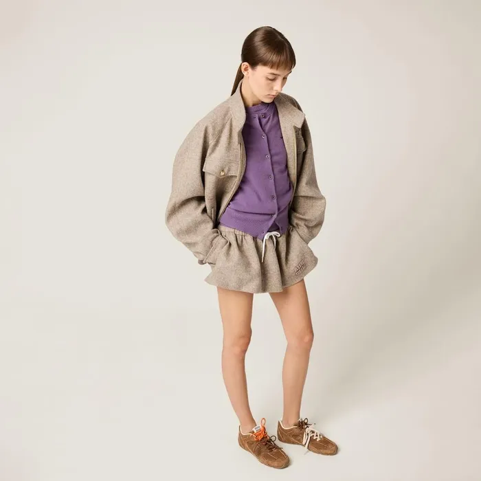 Women Coats And Jackets Miu Miu Chevron Blouson Jacket Khaki