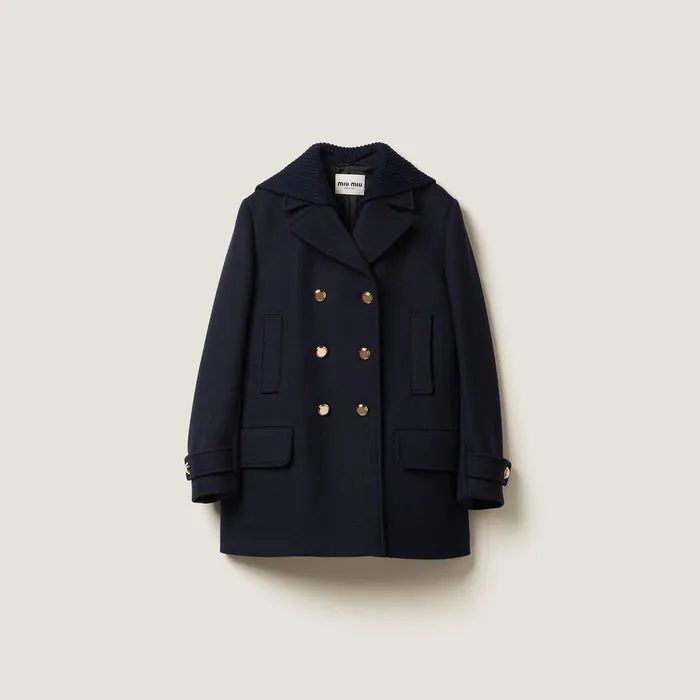 Women Coats And Jackets Miu Miu Cloth Peacoat Navy